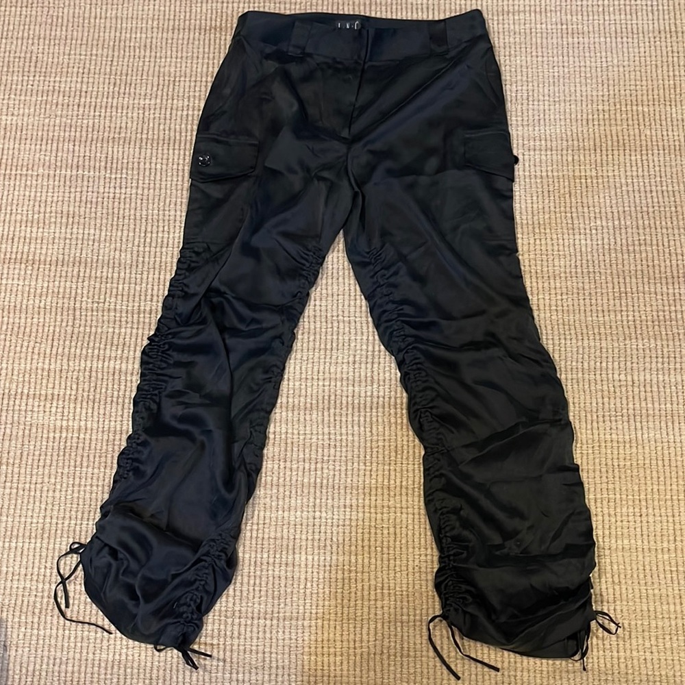 I.N.C. International Concepts Black Silk Cargo Pants with adjustable length 8